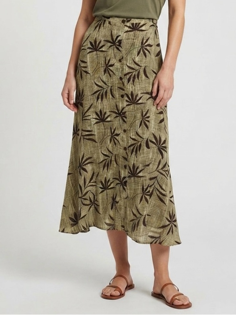 Vintage Liz Claiborne Liz Sport Palm Tropical Print Midi Skirt
